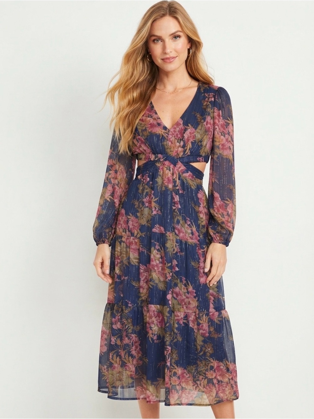 L Sofia Jeans by Sofia Vergara Floral Midi Dress
